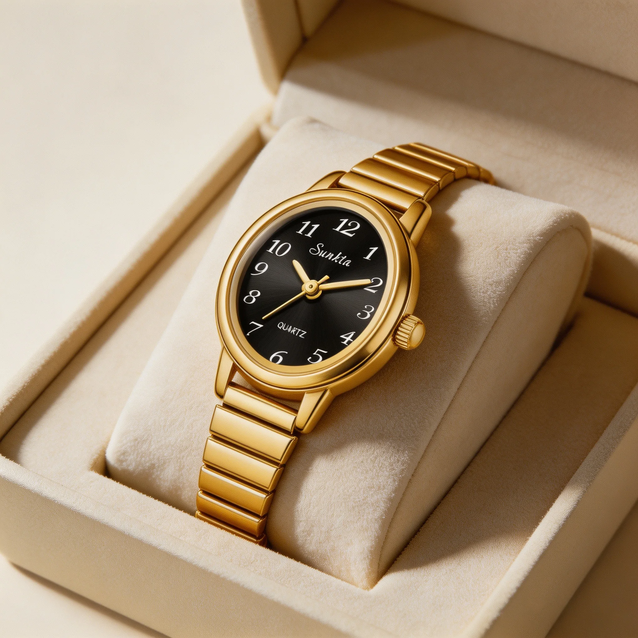 SUNKTA Simple Women Fashion Gold Black Design Ladies' Quartz Watch Casual Steel Strap Waterproof Female Bracelet Gift Clock