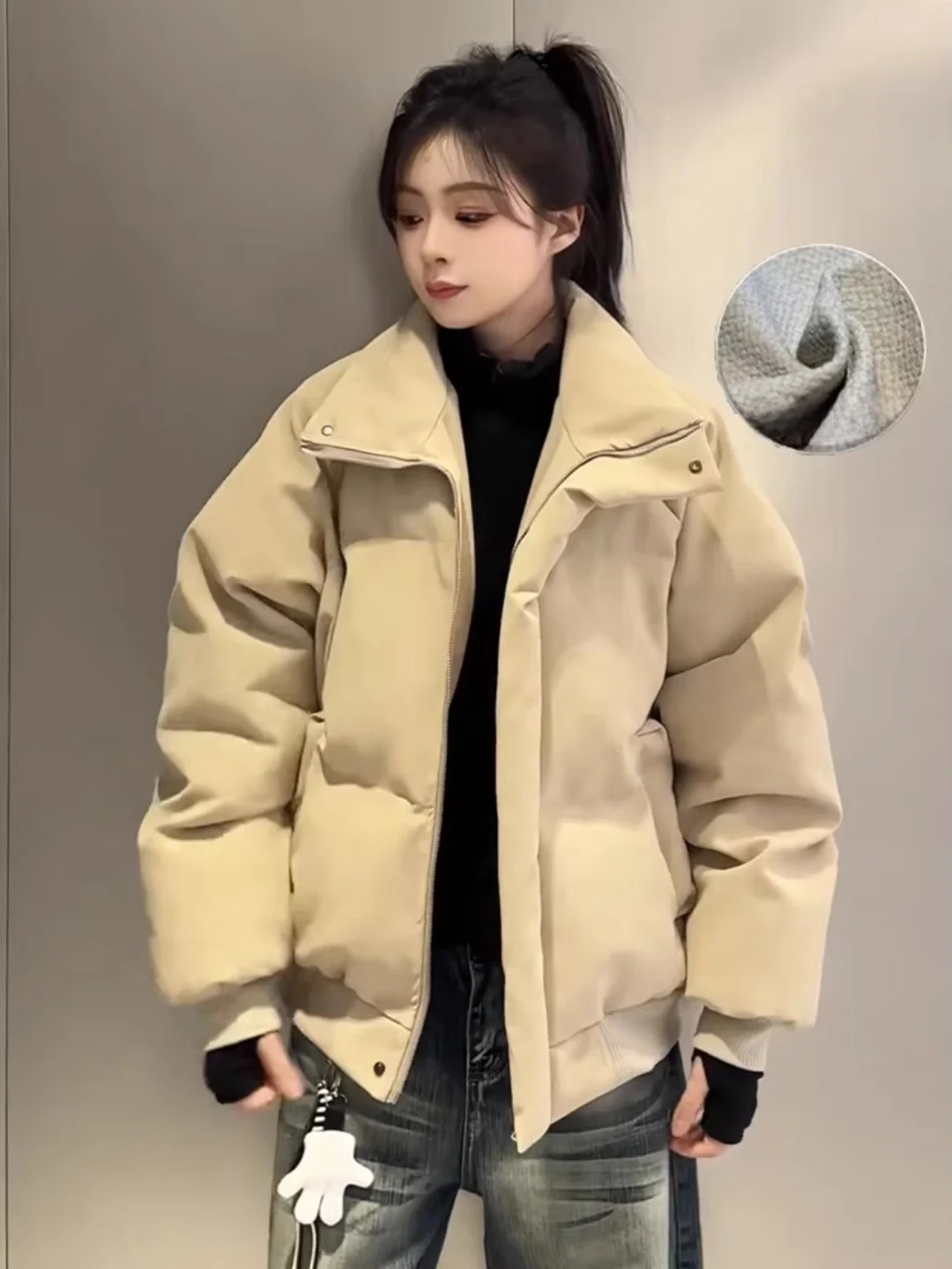 

Теплая текстура холста ort Bread Sle Thiened Cotton Jaet с воротником-стойкой, зимняя верхняя одежда для мужчин и женщин, повседневная одежда для отдыха