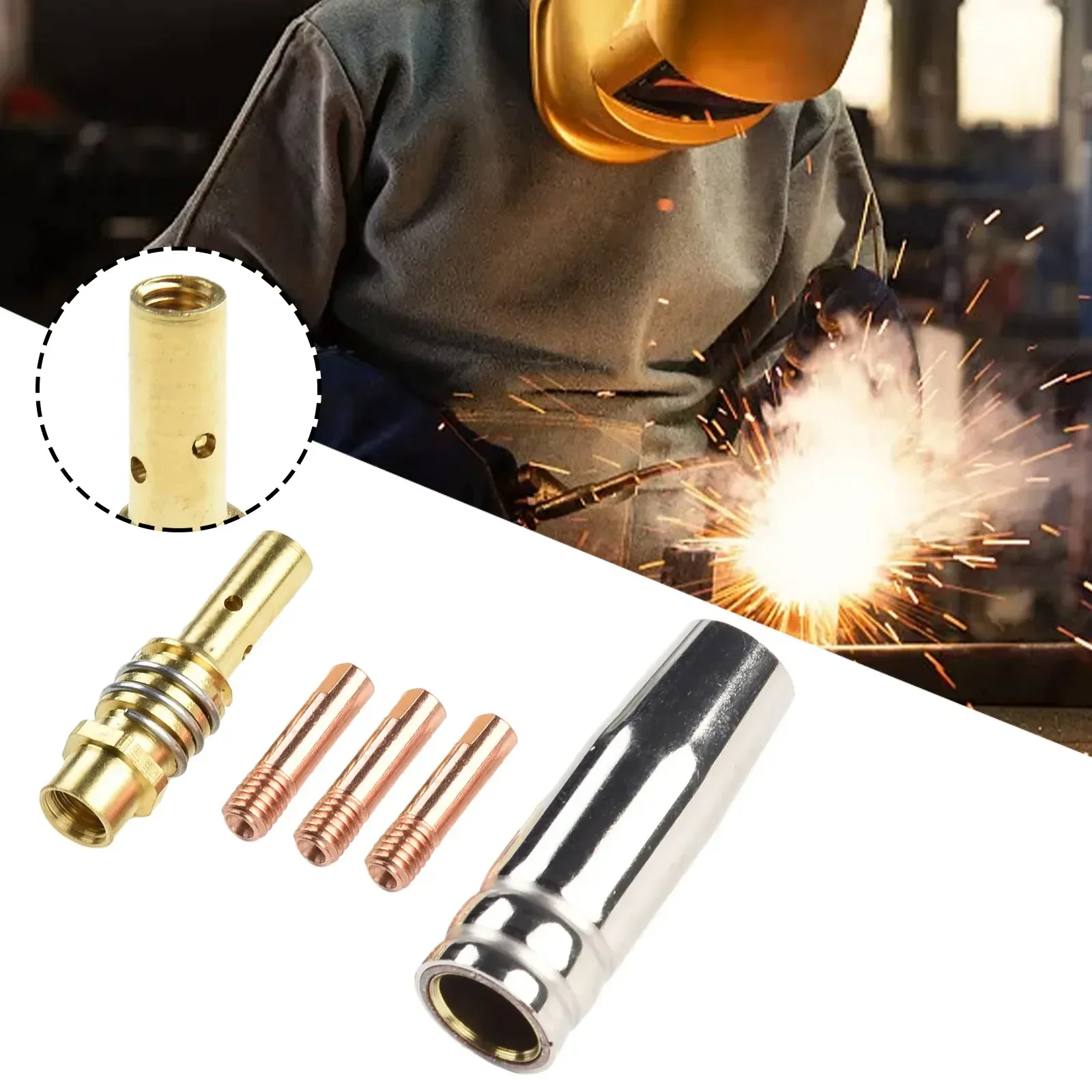 Consumables Kit Welding Nozzle 5pcs/set Conductive Tip Accessories Contact Tip MIG Welding Spare Parts Tip Holder