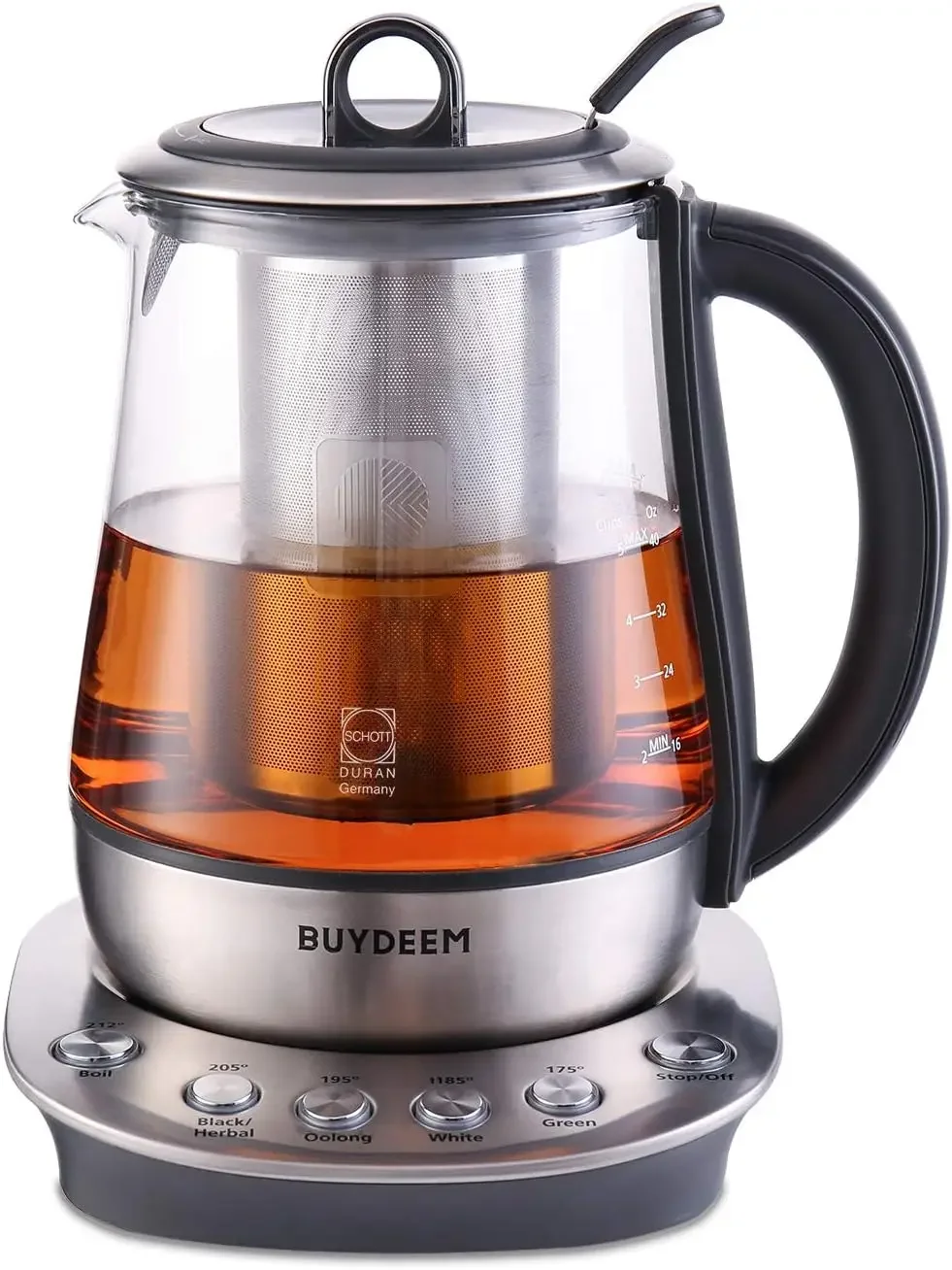 Tea Maker, Durable 316 Stainless Steel & German  Glass Electric Kettle, Removable Infuser, Auto Keep Warm