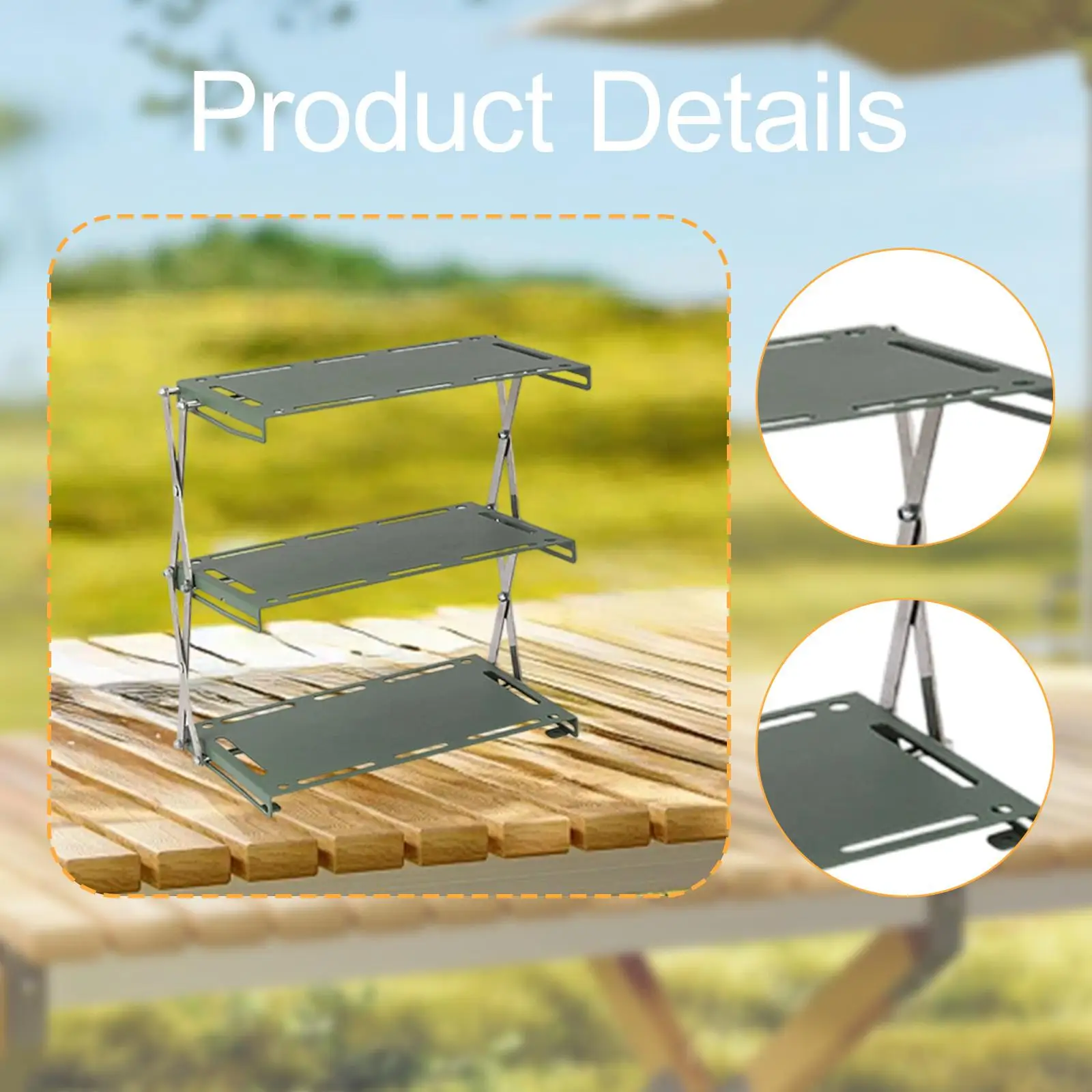 Estantes de almacenamiento Estante para plantas de 3 niveles Incluye bolsa de transporte Mesa de almacenamiento Estantes organizadores ajustables para barbacoas en el hogar