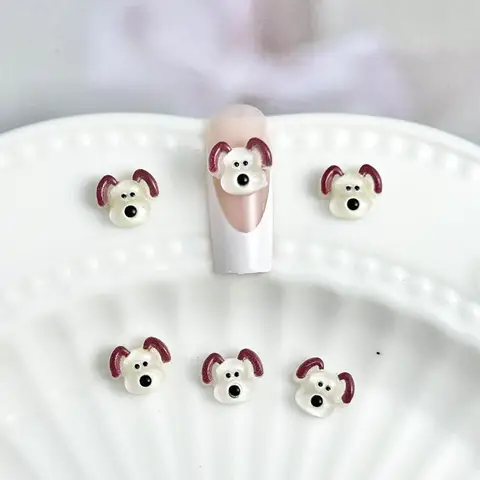 귀여운 강아지 강아지 네일 참 부품 플랫백 송진 만화 네일 아트 장식, 네일 액세서리 매니큐어 DIY 3D 액세서리, 20 개