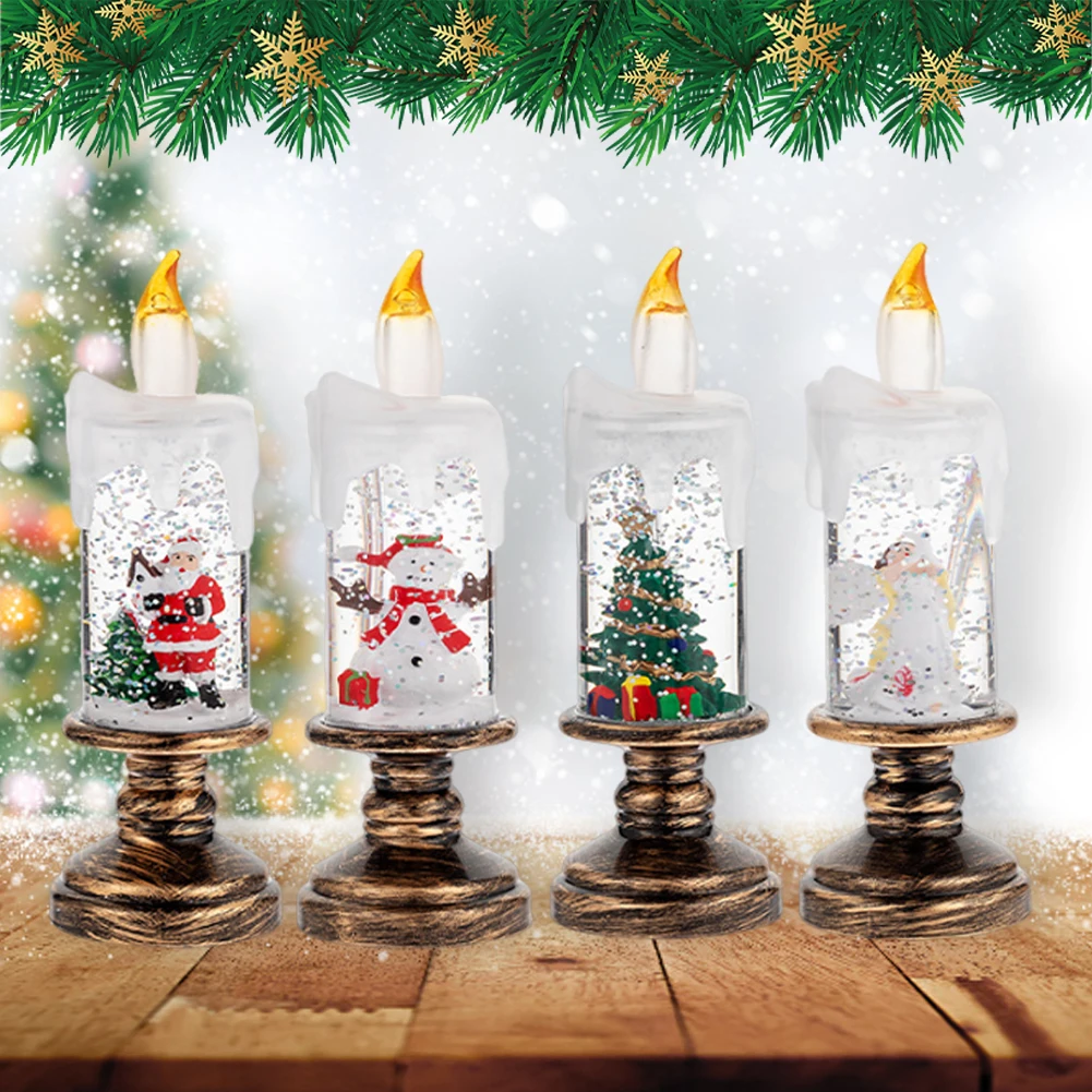 Christmas Flameless Candles Flickering Flameless Candles Christmas LED Candles Candle Shaped Snow Lantern Christmas Decorations