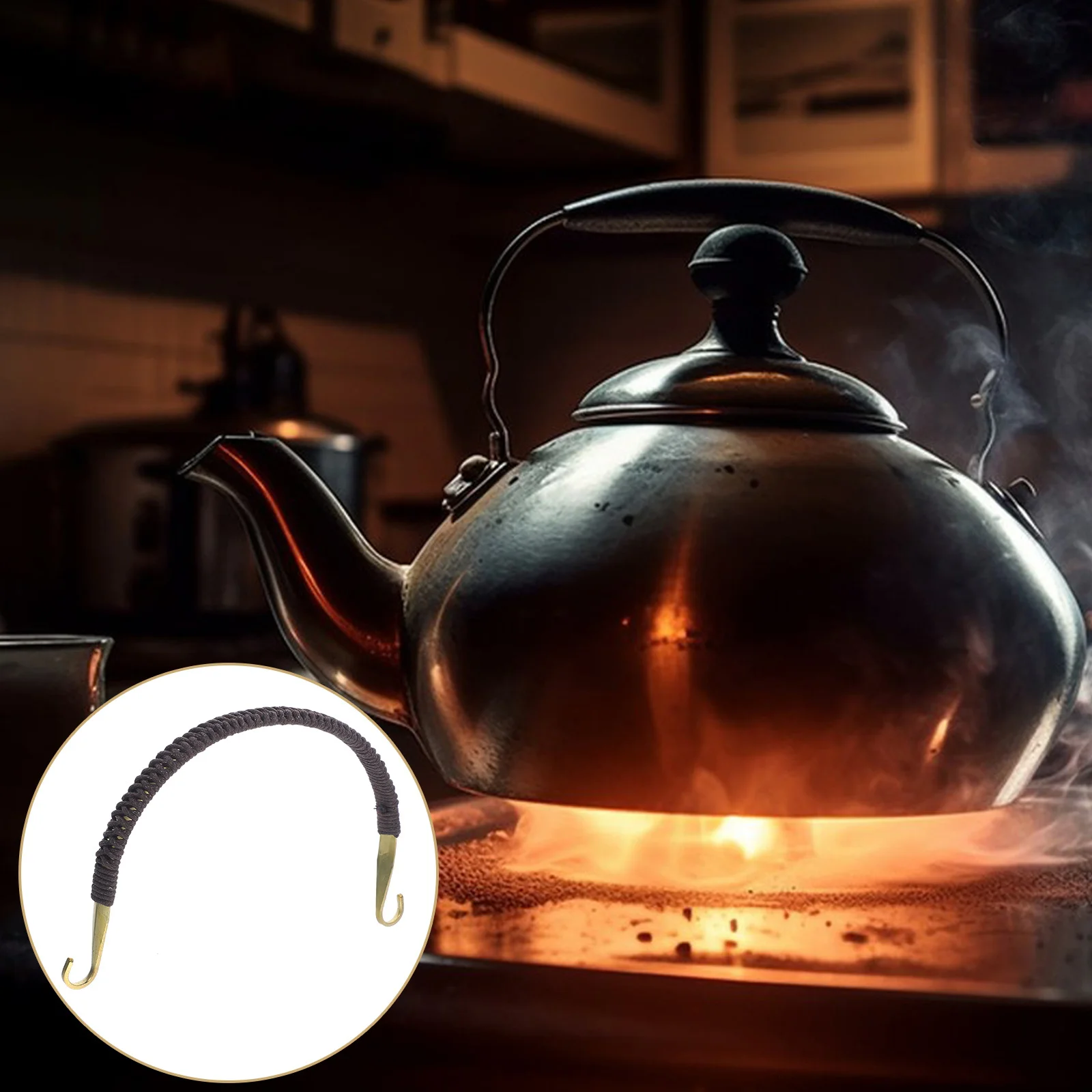 

U-Shape Knitting Covered Teapot Handle Replacement Accessory Sturdy Lightweight Wear-Resistant Ergonomic Design for Household