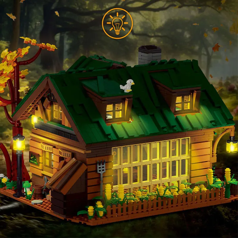 IN VOORRAAD MOC Forest Cabin Bouwstenen Assembleren Houten Huis Bakstenen Bouwmodel DIY Speelgoed voor Jongens Kerstcadeauset