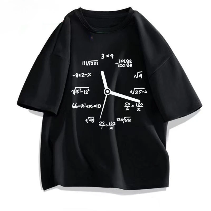 American design short-sleeved T-shirt, summer style mathematical formula pattern suitable for both men and women multi-functiona