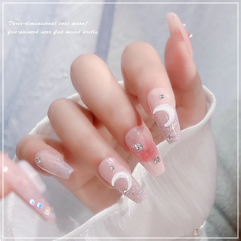 50Pcs/Lot Stars Moon Ice Penetrating Nail Accessories Cool Three-dimensional Beauty Girl Net Red Mocha Moon Accessories