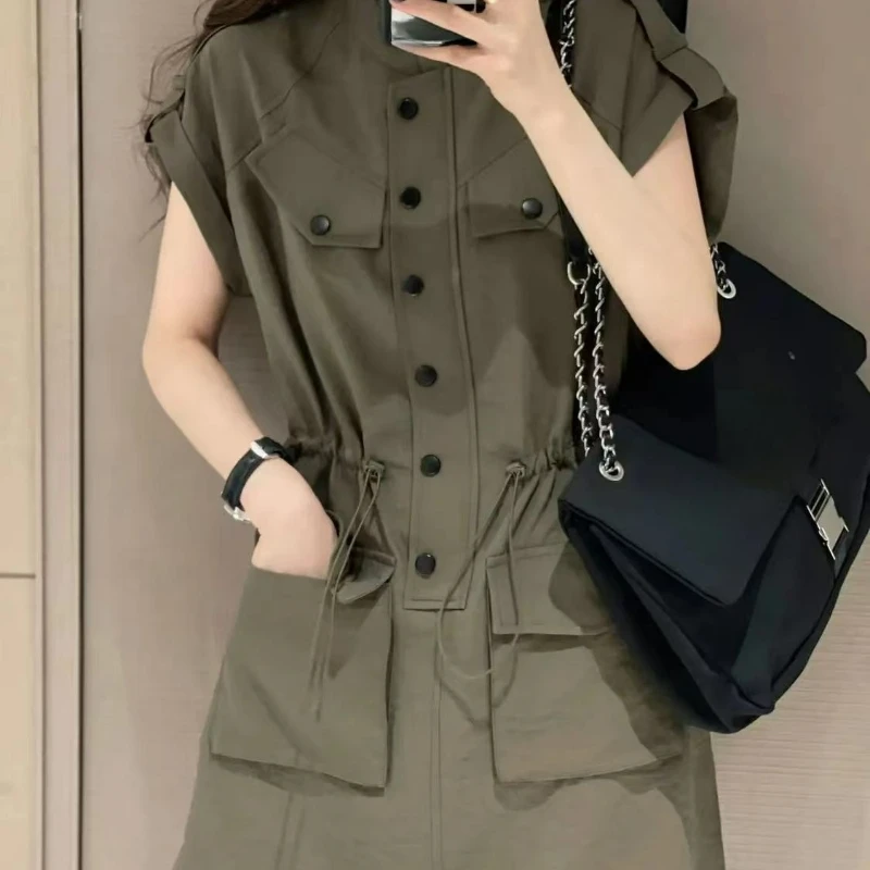 Fat Mm Extra Large Size 150kg High-end Retro Tooling Dress Loose Fashion Waist Thin Design Sense Niche  Comfortable Temperament