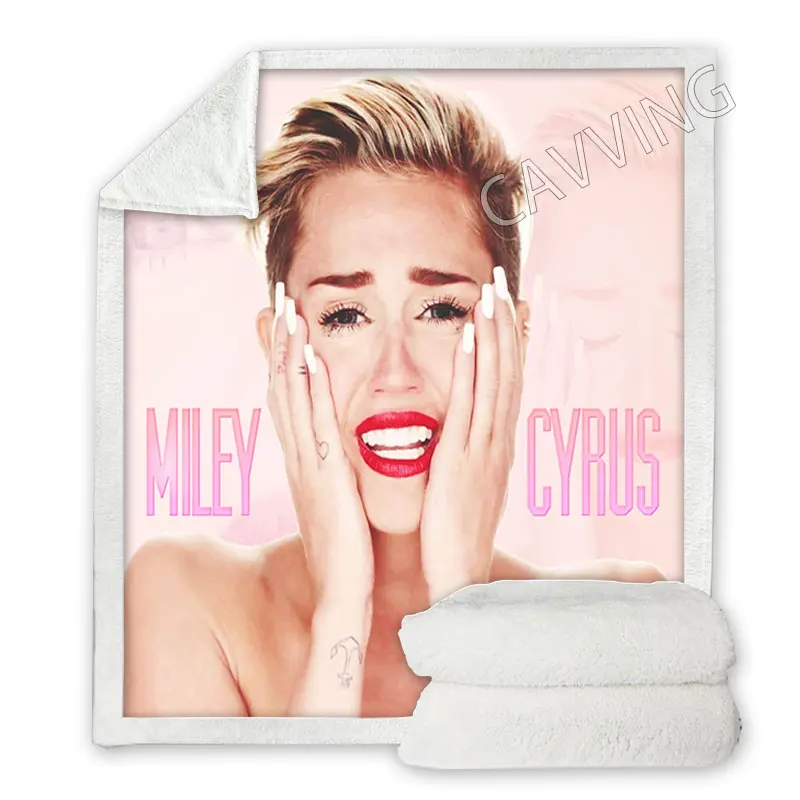 

Miley Cyrus 3D Print Sherpa Blanket Rectangle Blanket Textiles Fleece Wearable Blanket Throw Blanket Home Decor