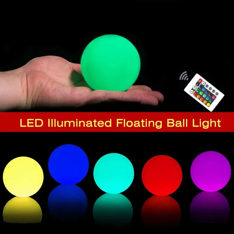 led luminous ball light outdoor lawn floating swimming pool decoration night lights colorful remote control toy lamp