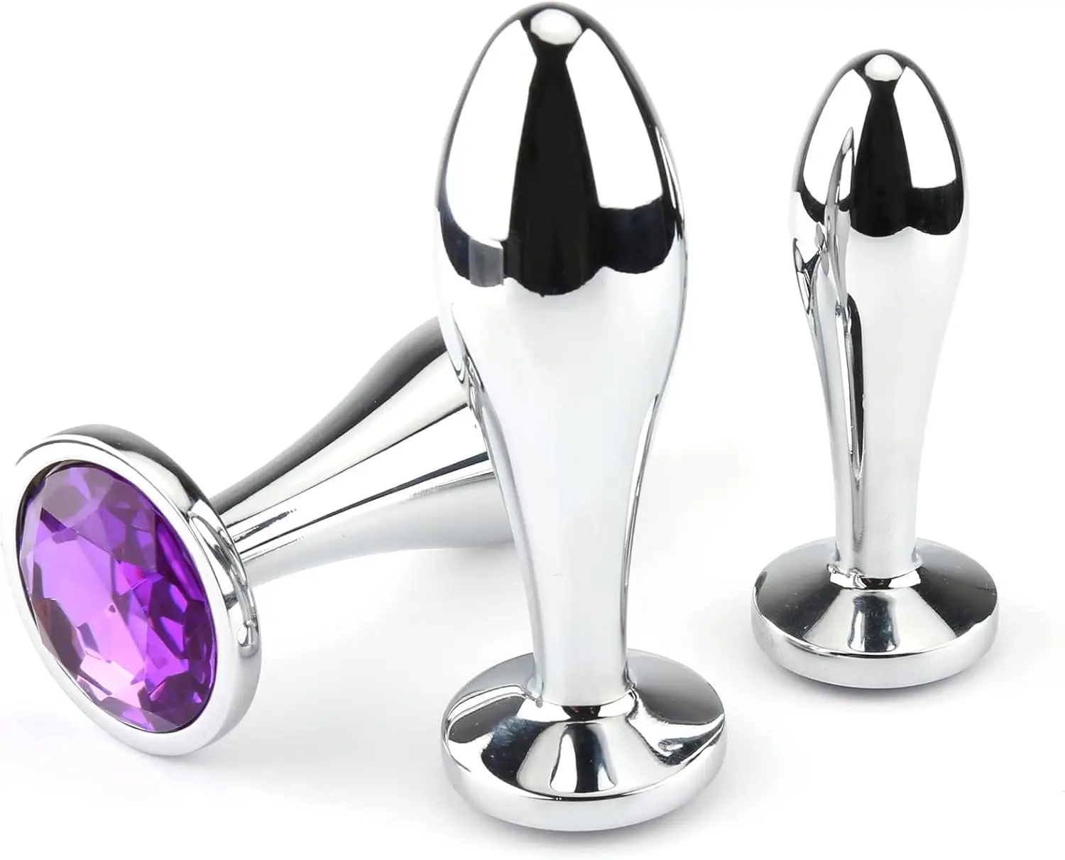 Plug anale, set da 3 pezzi di sicurezza plug anale in metallo giocattoli sessuali con diamante di cristallo giocattoli anali per principianti per adulti unisex (viola)