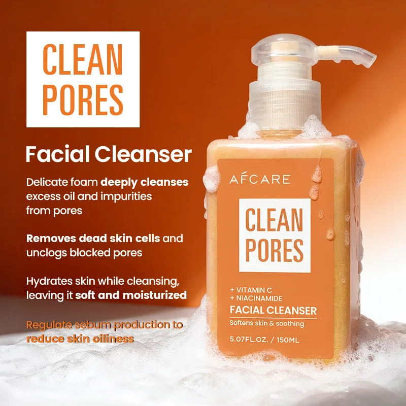 Vitamin C Facial Cleanser Deep Cleans Pores Refreshing Oil Control Moisturizing Brightening Niacinamide Facial Cleanser 150ml