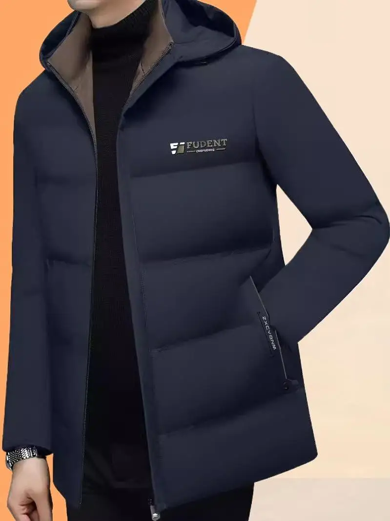 

Thiened Hooded Dad Sle Cotton Jaet Men's Faionable Versatile Warmth Winter New Arrival Patchwork Outerwear Coat