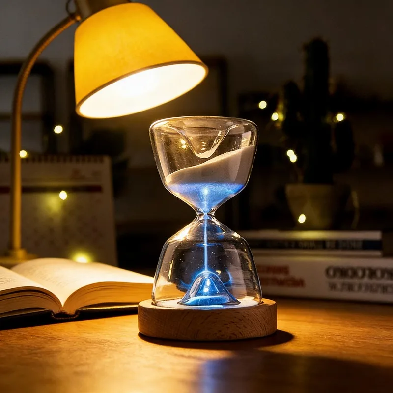 

Стеклянные песочные часы, таймер, светящийся пульт дистанционного управления, 15-минутный креативный орнамент, песочные часы