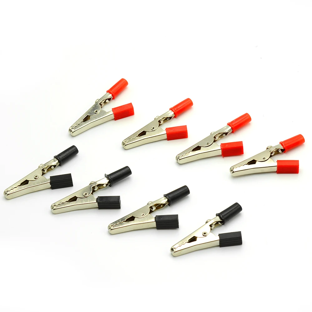 

Hot 10pcs 50mm Plastic Handle Test Probe Metal Alligator Clips Connector Connect Socket Plug for Battery