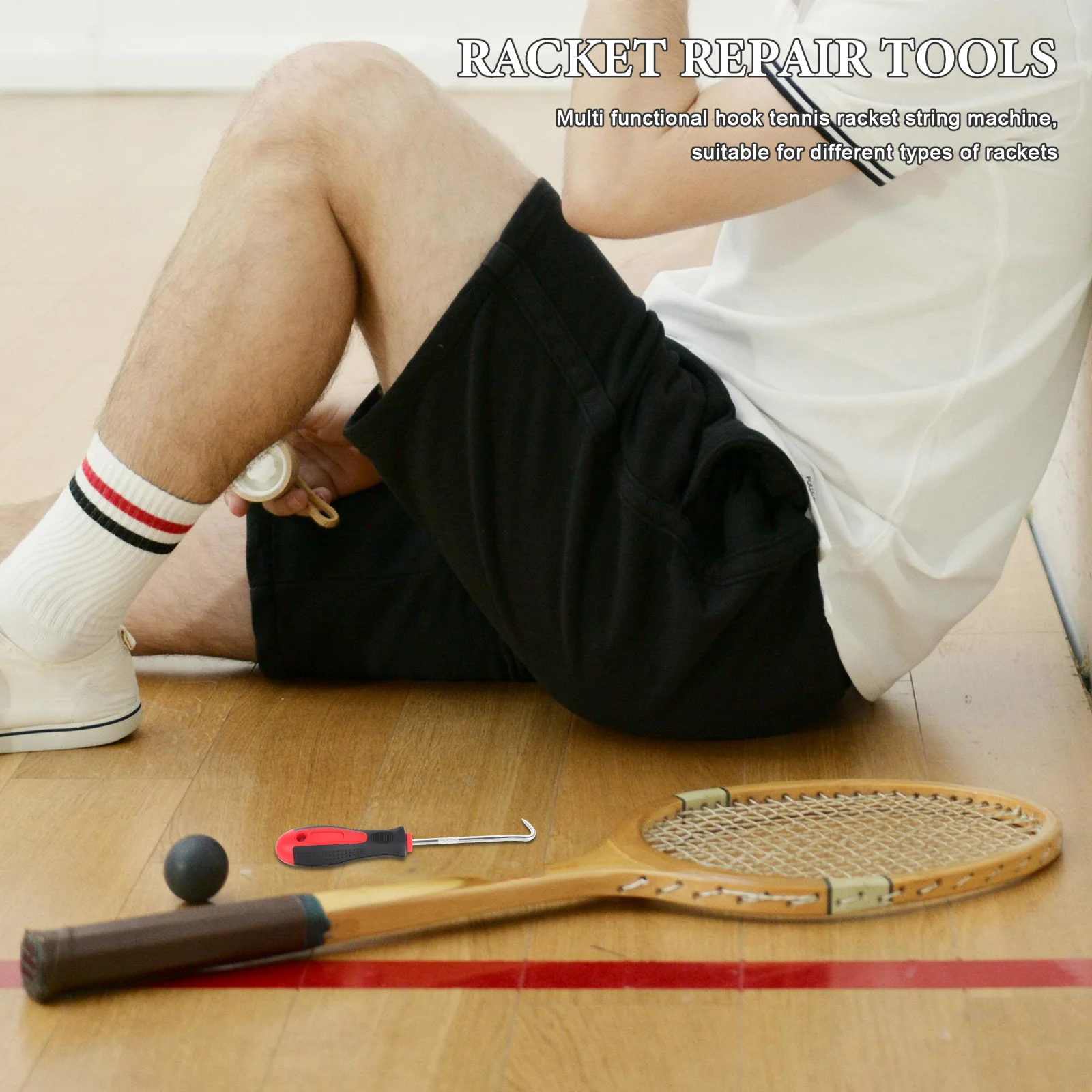 

Sports Badminton Tennis Stringing Machine Hook Durable Plastic Handle Racket Stringing Tool Racket Threading Hook