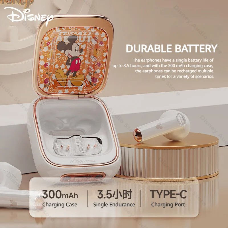 Disney-Q7 Space Capsule TWS Earbuds com microfone, Mickey e Minnie fones de ouvido Bluetooth, estéreo HiFi, fones de ouvido para IOS e Android