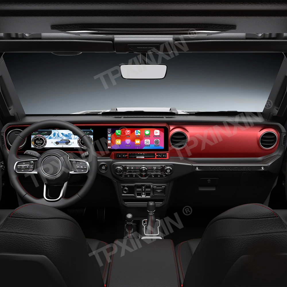 Digital Cluster For Jeep Wrangler JL Gladiator 2018-2023 Car Radio Long Strip QLED Screen Multimedia Player Dashboard Carplay 4G