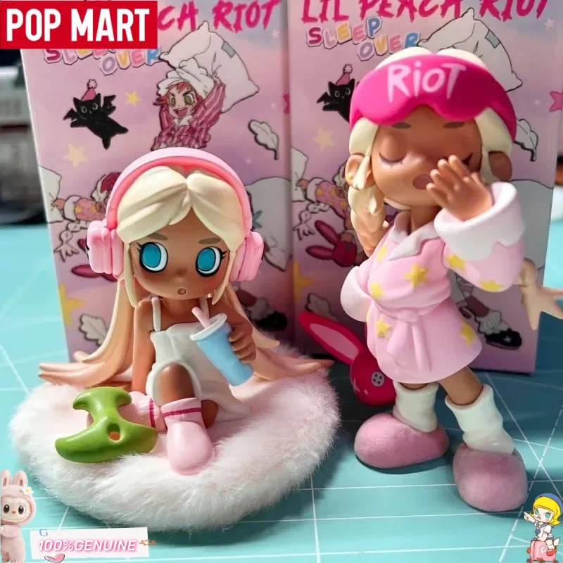 

POP MART Lil Peach Riot Sleep Over Series Blind Box Toys Action Figure Surprise Mystery Box Desk Decor Kawaii Anime Dolls Gift