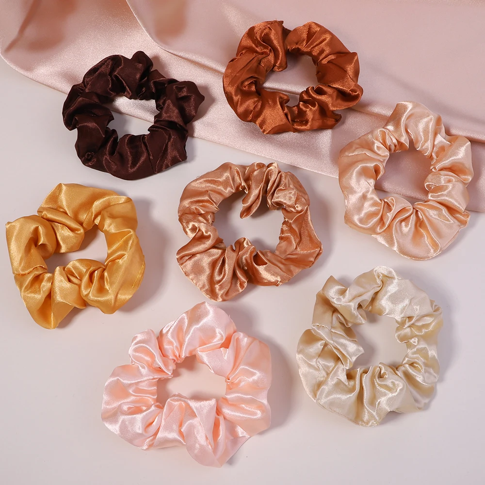 3.9Inches Women Multicolor Silk Scrunchie Elastic Handmade Hair Band Ponytail Holder Adult Hairband Headband Hair Accessories - 3