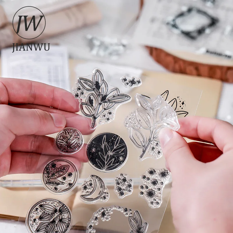 Jianwu Minimalistische Zwart Wit Transparant Stempel Creatieve Retro Scrapbooking Journal Decoratie Siliconen Afdichting Kantoorbenodigdheden