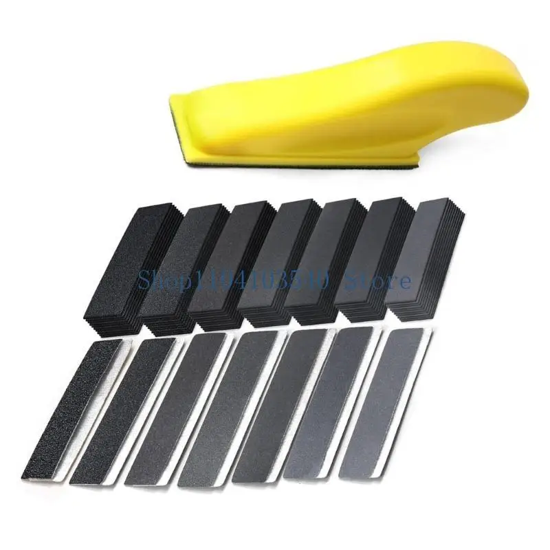 

02DC 71pc Sandpaper Finger Sander Set for Small Projects Craft Polishing Tool 30x93mm