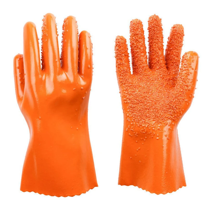 PVC Full-Dip Plastic Waterproof Gloves Anti-Slip Wear-Resistant Gloves Oil-Resistant Thickened Work Rubber Labor Protection