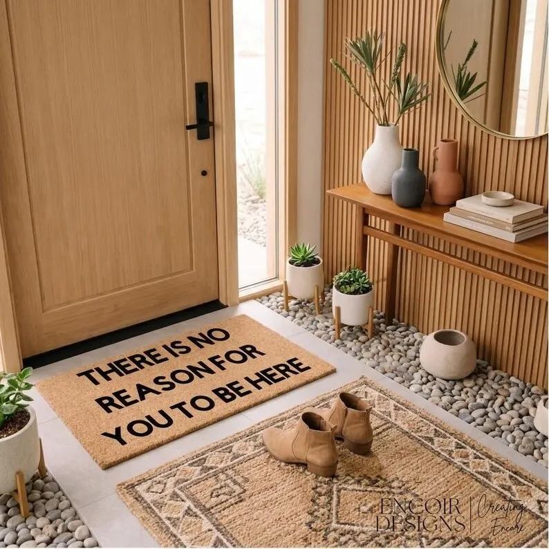 Funny Introvert Coir Doormat Customized Text No Reason for You to Be Here Mat Porch Outdoor Decor Anti-slip Super Absorbent Rugs
