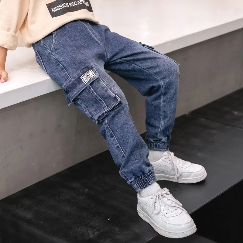 Boys Denim Pants Elastic Waist Trousers Spring Autumn Pocket Jeans Teenager Kids Boys Fashion Sports Casual Clothes 2-12 Years 3 Boys Denim Pants Elastic Waist Trousers Spring Autumn Pocket Jeans Teenager Kids Boys Fashion Sports Casual Clothes 2-12 Years 3