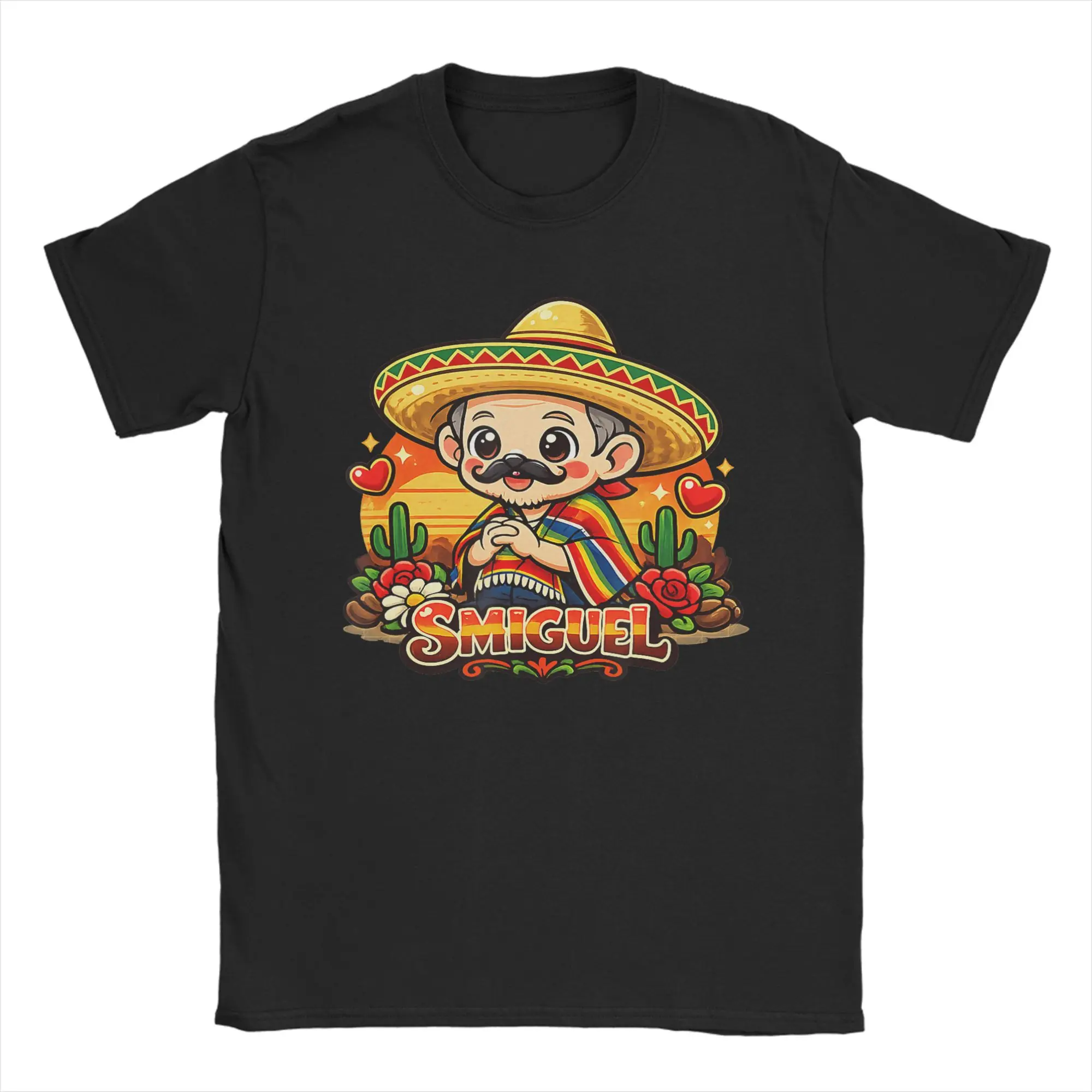 Smiguel Mexican Sombrero Vintage Mexican Culture Mashup Men's T-Shirt O Neck  Tee Shirt Short Sleeve Clothing