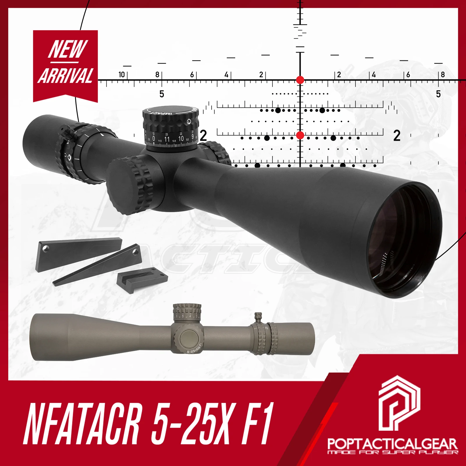 ATACR 5-25x56MM Tactical Riflescopes F1 1mrad Illuminated HORUS TREMOR3 Reticle with 5.56 and .308 Firearms Hunting Rifle Scope