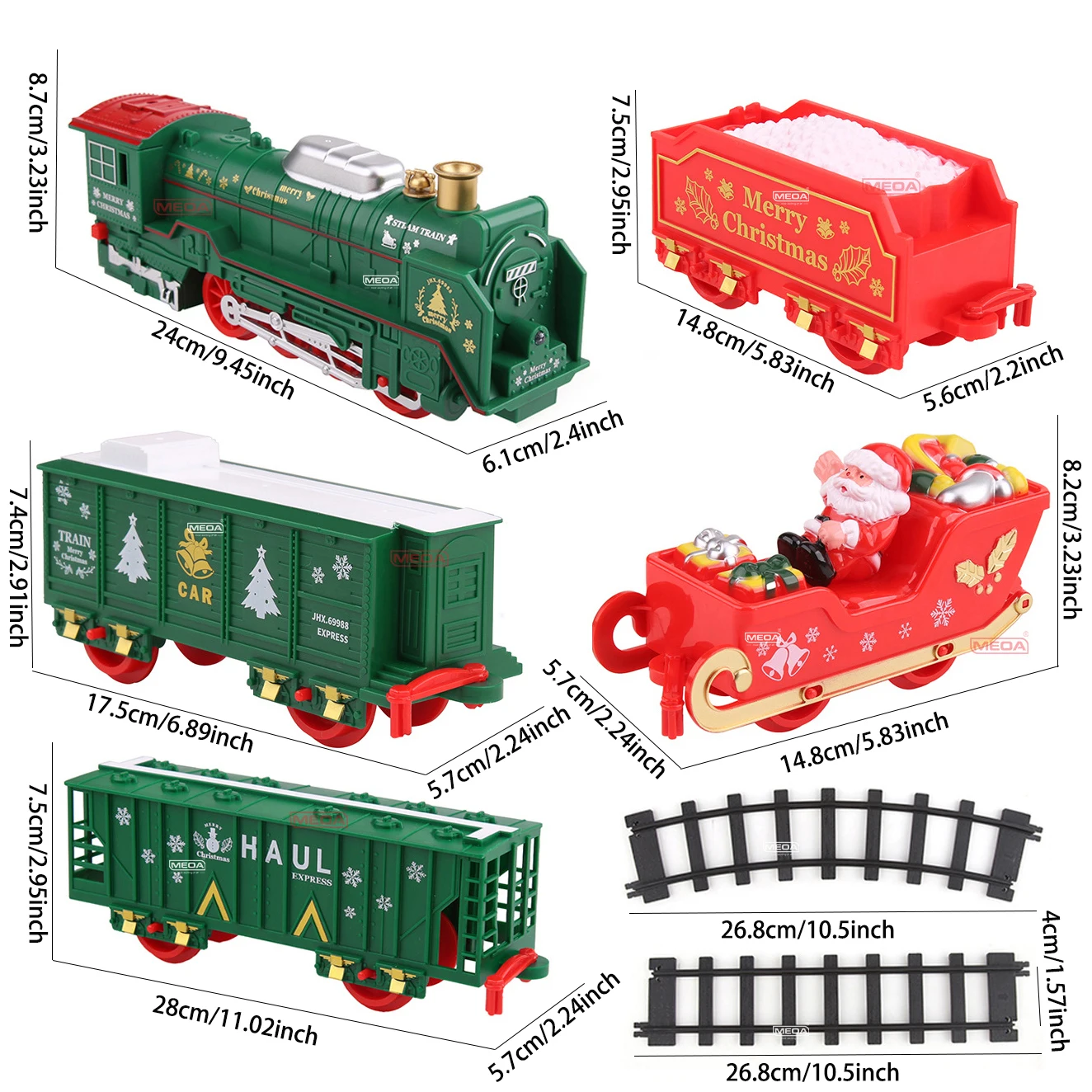 Classic O/B Track Electric Subway Toys for Christmas Tree ﻿Christmas Decoration Railway Train with Sound/Light/Santa Claus