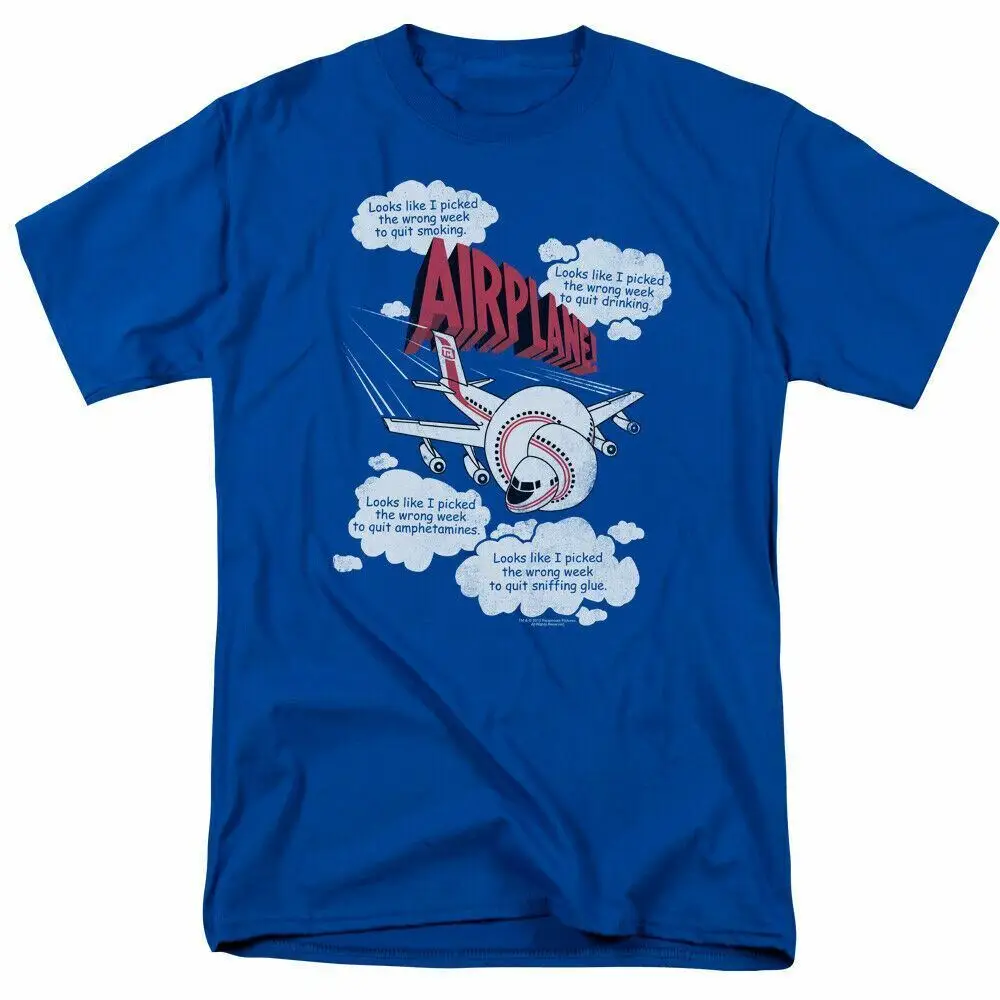 

Airplane Picked The Wrong Day T Shirt Mens Licensed Movie Classic Royal Blue