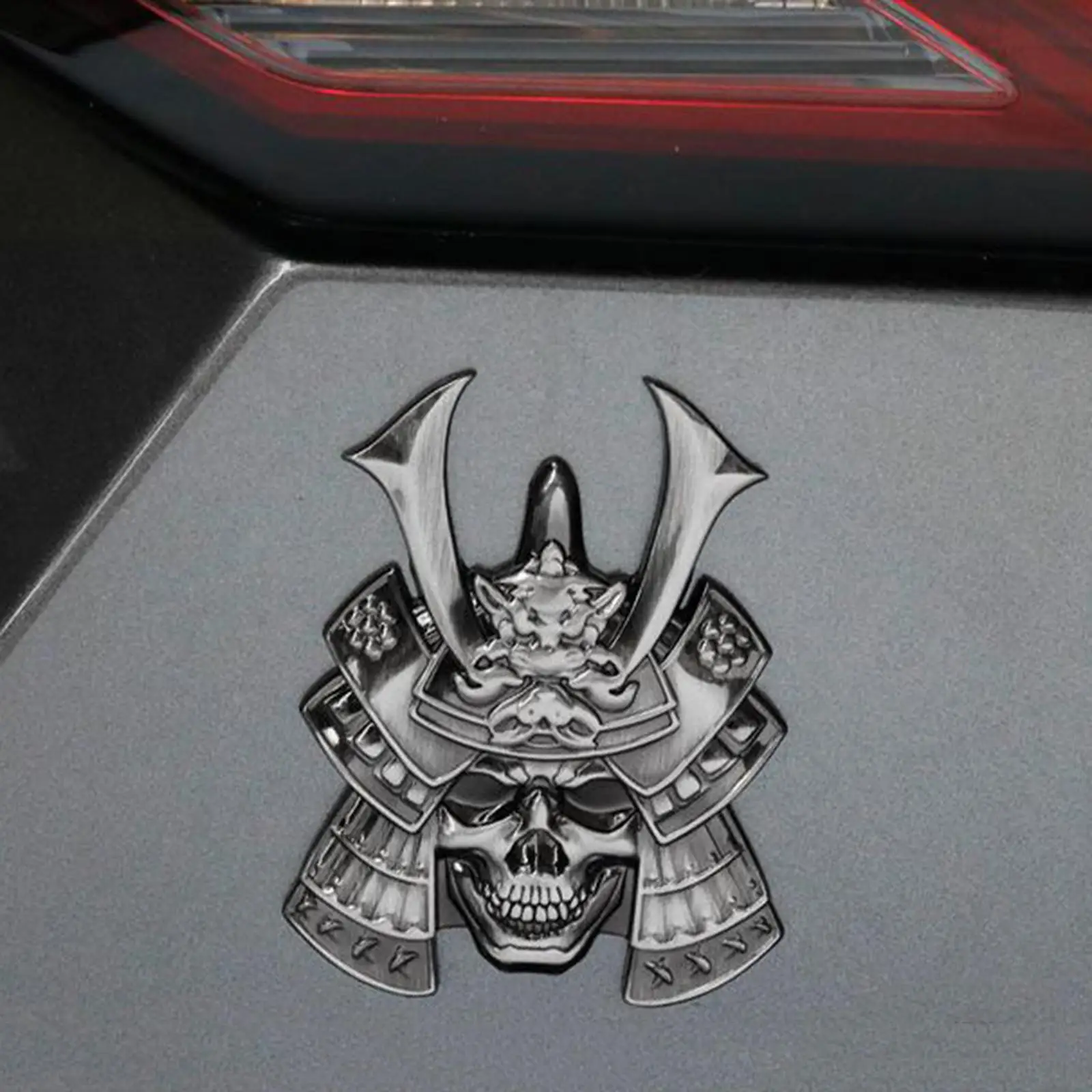 3-5pack 3D Samurai Mask SUV Car Sticker Trunk Tumblers Badge Decal Silver