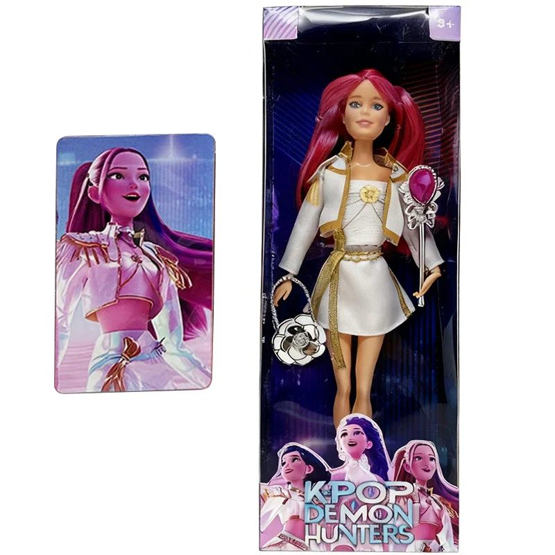 Figurka kolekcjonerska Demon Hunters z K-popu na rok 2025, postacie Rumi, Mira, Zoey z kolorowymi światłami, piosenka tematyczna, prezent na Boże Narodzenie.