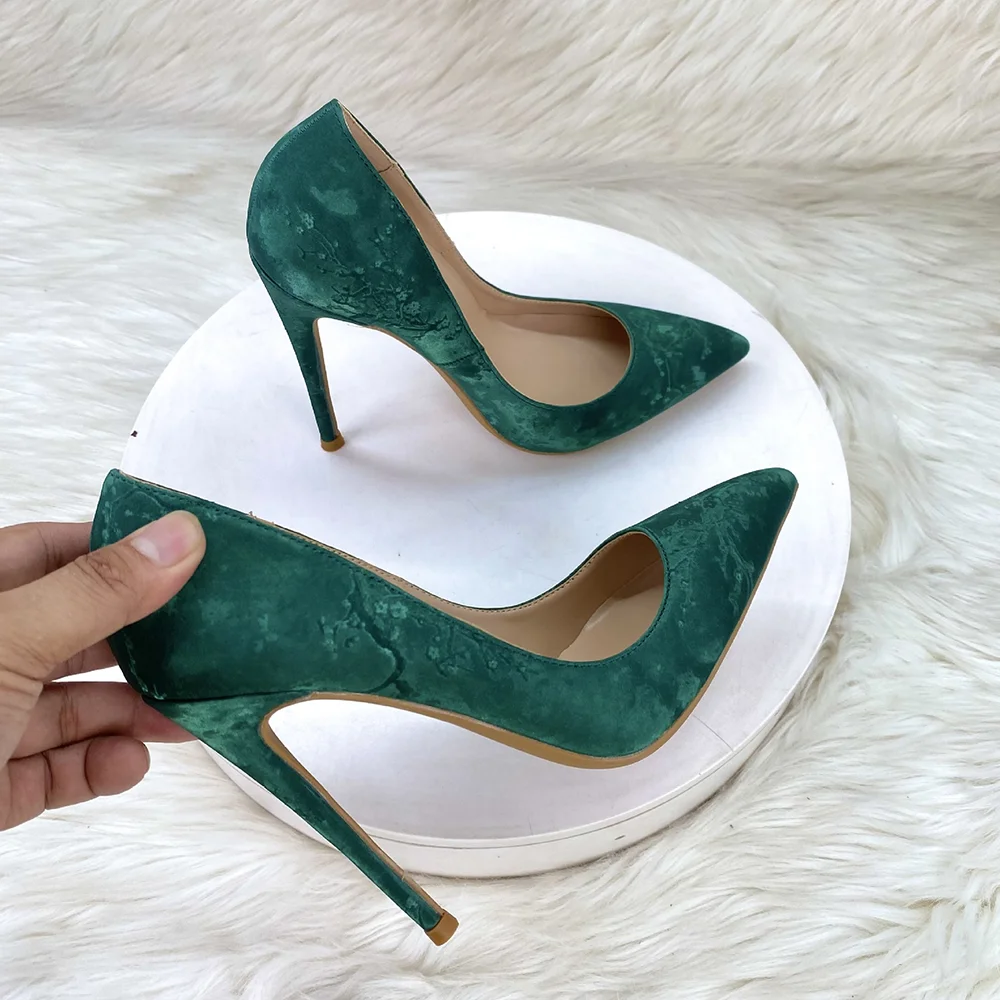 New Royal Blue Jacquard Women Pumps Pointed Toe Thin Stiletto High Heels 8cm 10cm 12cm Heel Wedding Party Prom Evening Dress - view 6