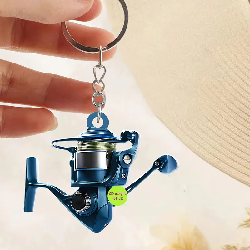 Llavero pescador 2D anzuelo plano pescador llavero entusiasta de la pesca llavero colgante llaveros