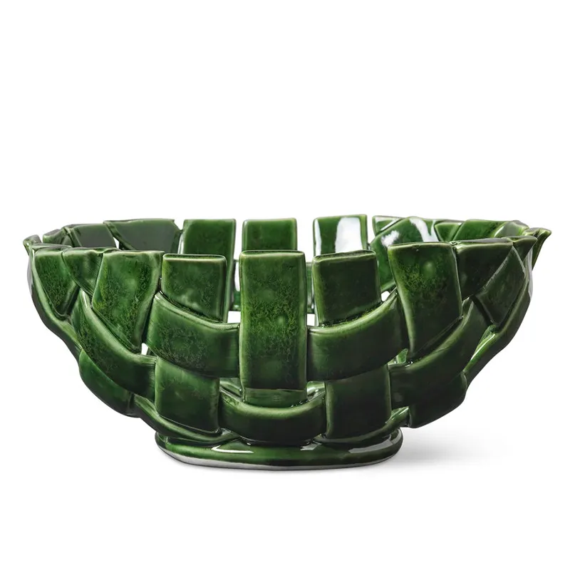

Woven fruit pot ceramic fruit plate snack bowl storage basket