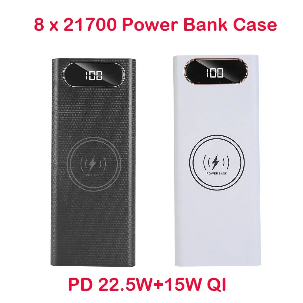 21700 Flashlight Battery Charger Box Power Bank Holder DIY Shell Case Dual USB 8x21700 Battery Shell Storage Organize