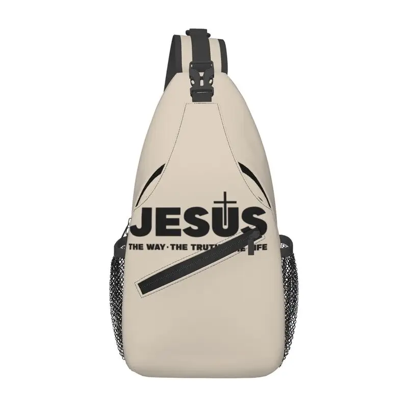 Custom Jesus Christ The Way Truth The Life Sling Bag Religion Cross Christian Faith Crossbody Chest Backpack Shoulder Daypack