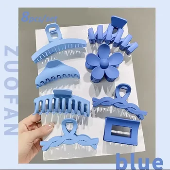 8 Stuks Mode Grote Haar Klauwen Voor Vrouwen Elegante Acryl Haarspelden Barrette Koreaanse Stijl Klauw Clip Hoofddeksels Meisjes Haar Accessoires