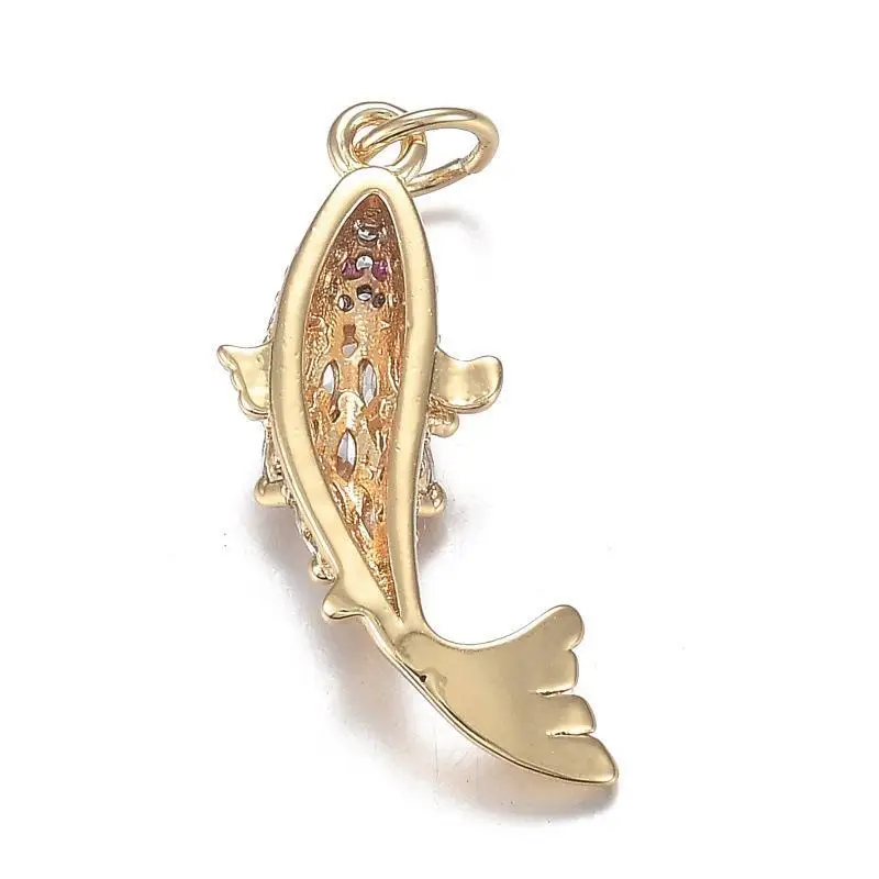 Vergoldeter Emaille-Ozean-Karpfen-Anhänger Messing-Charm für DIY-Halsketten Schmuck-Bastelbedarf – Detail 2