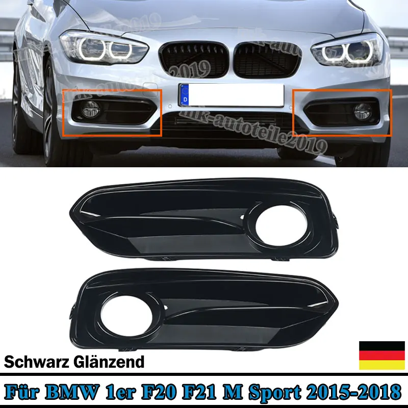 SAIQINGSP For BMW 1 Series F20 F21 LCI /Facelift 2015-2019 models Shiny Black Fog Light Grille Car Accessories Tools