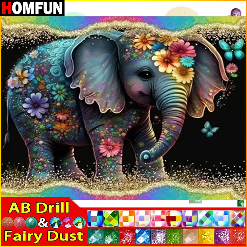 HOMFUN Fairy Dust AB Diamond Painting Full Square/Round Diamond 