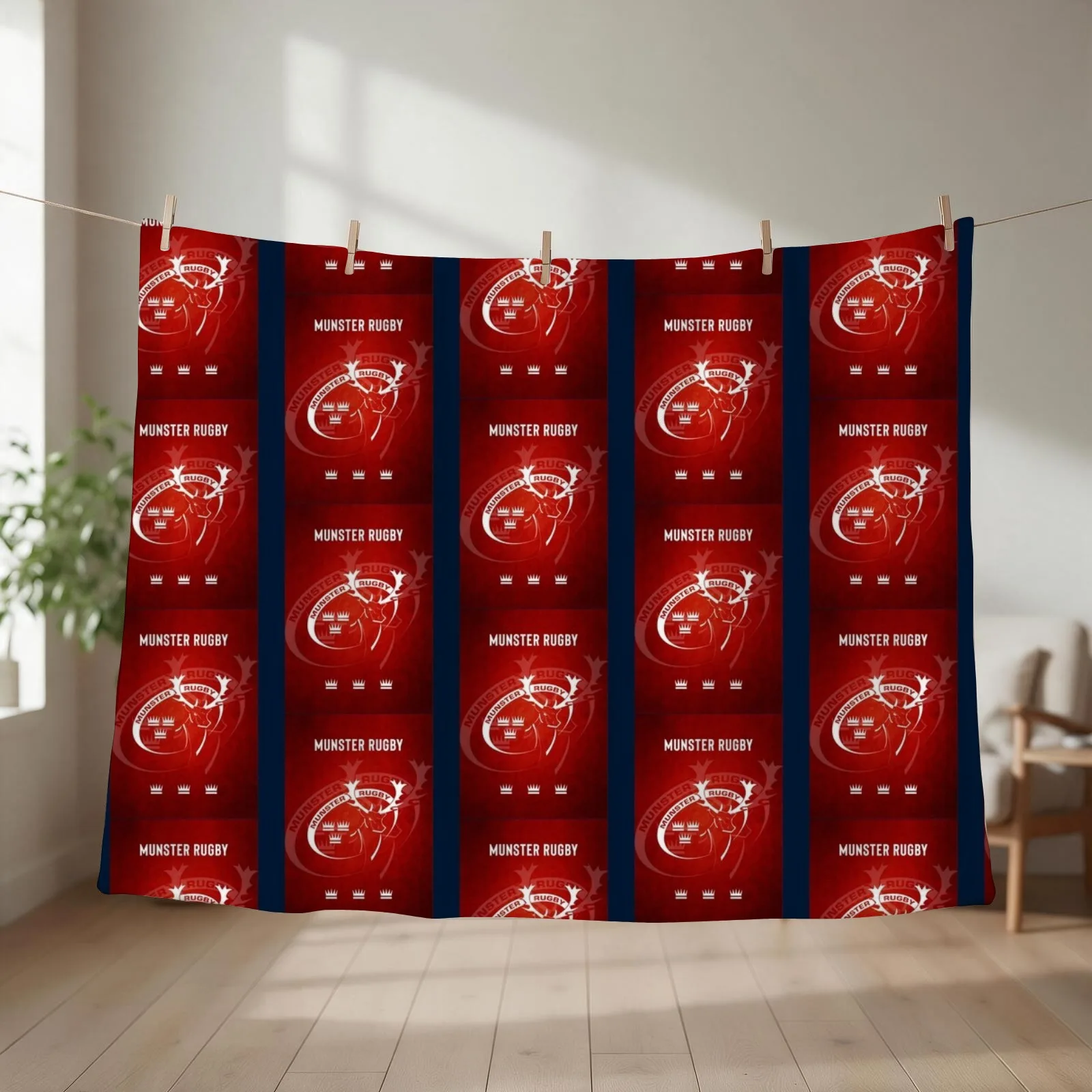 Munster Rugby Throw Blanket couch cozy soft plush fuzzy picnic outdoor blanket