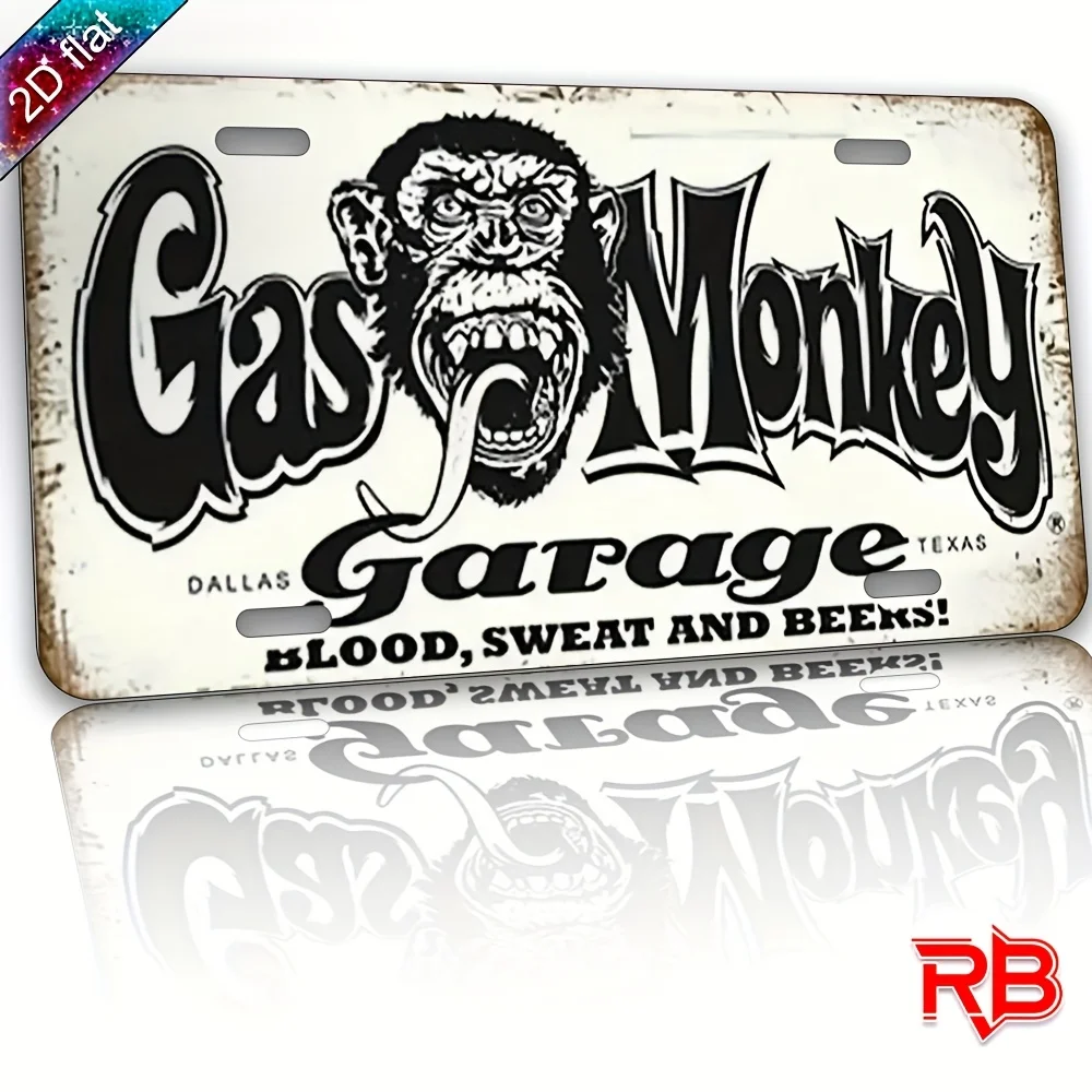 Garage Metal Wall Art Sign -  UV Printed Durable Plaque, Black & White Retro Design for Indoor/Outdoor Home, Cafe, Event Decor,
