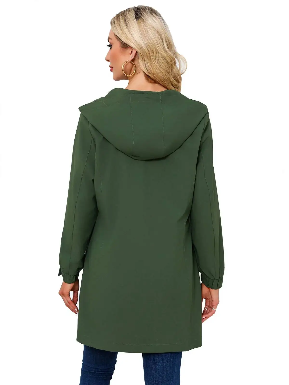 Water-Resistant Outdoor Windbreaker Women's Hooded Long Sleeve Casual Loose Fit Spring Autumn Jacket Polyester Fabric