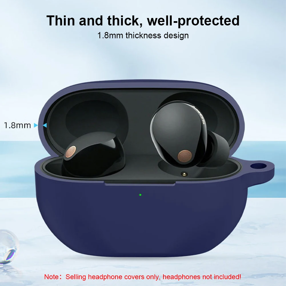 Silicone Earphone Headphones Cover With Hook Solid Color Headset Case Cover Fall-protection Anti-loss for Sony WF-1000XM5
