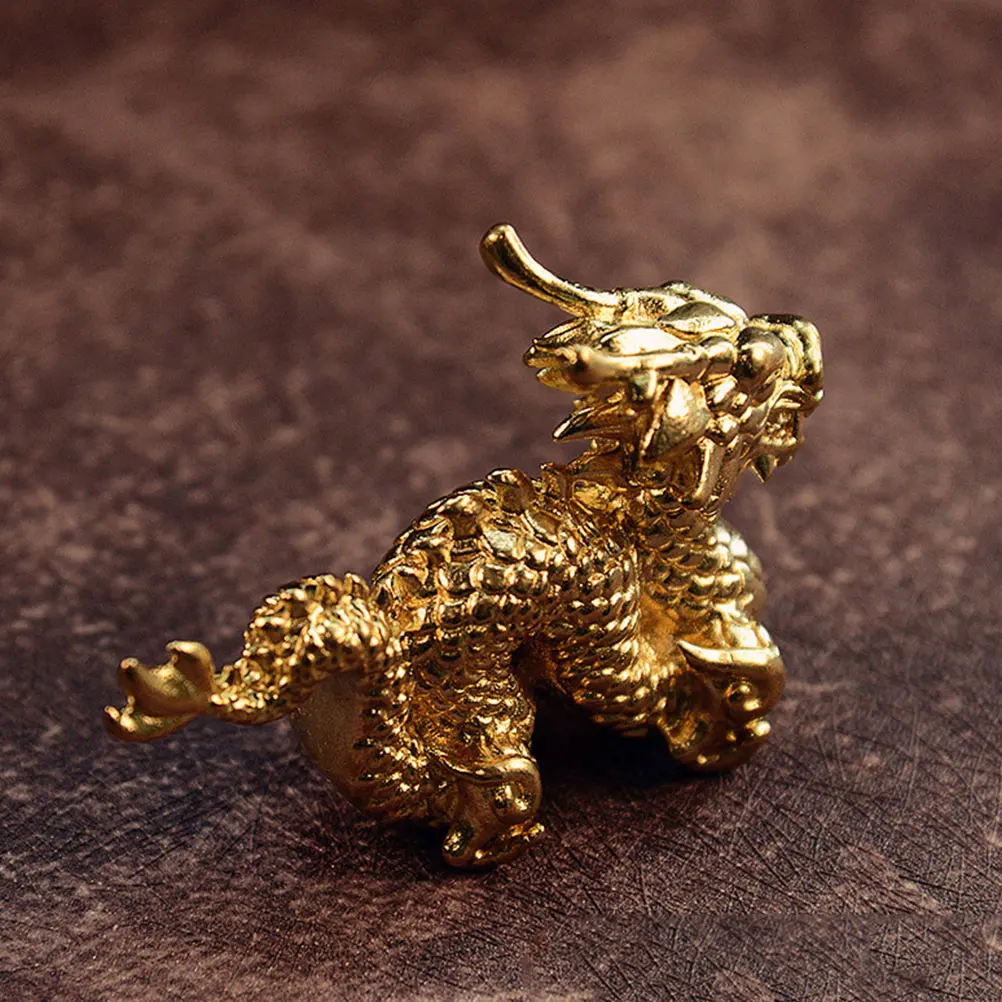 

Golden Dragon Statue Decorations Brass Fengshui Adornment Desk Table Bookshelf Cabinet Figurines Small Size Lightweight Style