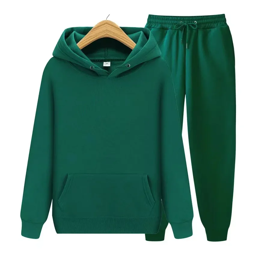 2026 men's autumn and winter casual two-piece hooded sweatshirt and pocket pants regular fit outdoor sports set